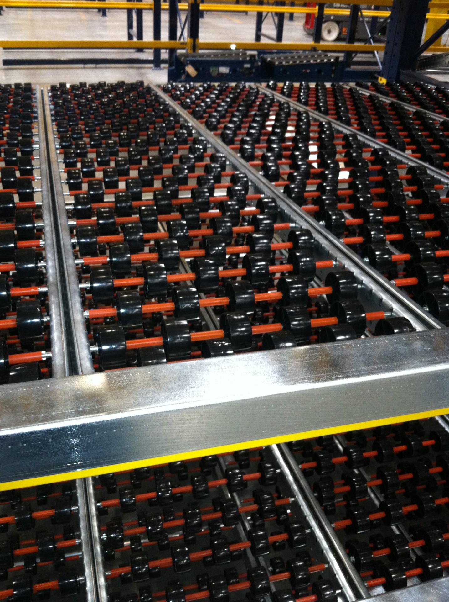 Carton Flow Rack loaded with pallets in a warehouse
