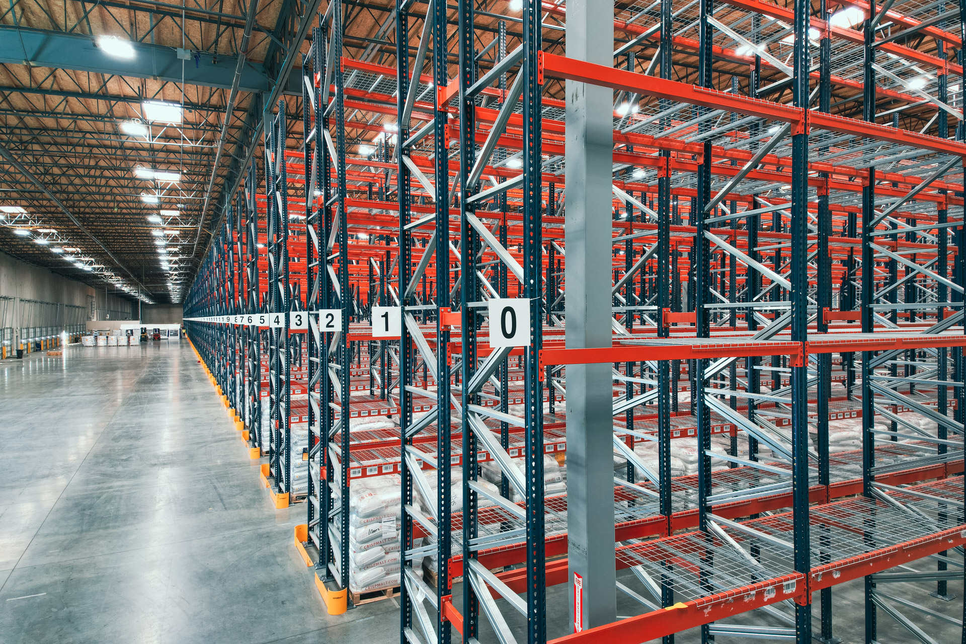 Warehouse racking in a new Vail industrial building