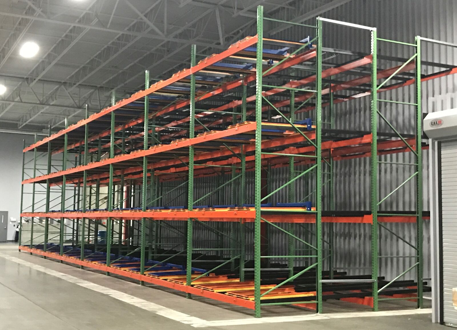 Pushback Rack in a distribution warehouse